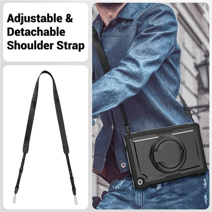 For Samsung Galaxy Tab A9+ SM-X210 / X216 / X218 Case Kickstand PC+TPU Tablet Cover with Strap, Pencil Holder