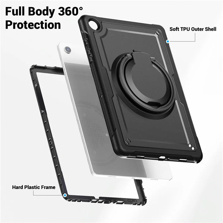 For Samsung Galaxy Tab A9+ SM-X210 / X216 / X218 Case Kickstand PC+TPU Tablet Cover with Strap, Pencil Holder