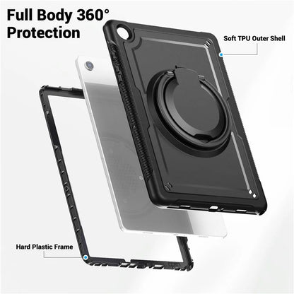 For Samsung Galaxy Tab A9+ SM-X210 / X216 / X218 Case Kickstand PC+TPU Tablet Cover with Strap, Pencil Holder