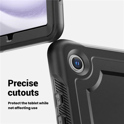 For Samsung Galaxy Tab A9+ SM-X210 / X216 / X218 Case Kickstand PC+TPU Tablet Cover with Strap, Pencil Holder