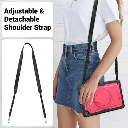 For Samsung Galaxy Tab A9+ SM-X210 / X216 / X218 Case Kickstand PC+TPU Tablet Cover with Strap, Pencil Holder