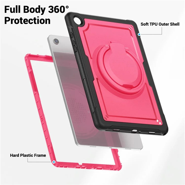 For Samsung Galaxy Tab A9+ SM-X210 / X216 / X218 Case Kickstand PC+TPU Tablet Cover with Strap, Pencil Holder