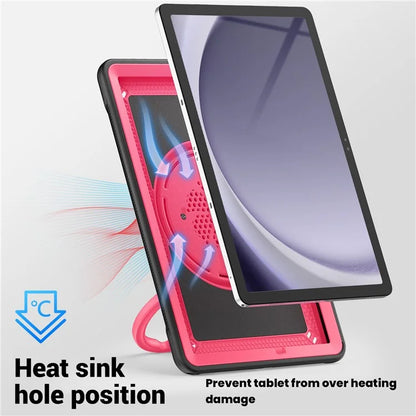 For Samsung Galaxy Tab A9+ SM-X210 / X216 / X218 Case Kickstand PC+TPU Tablet Cover with Strap, Pencil Holder