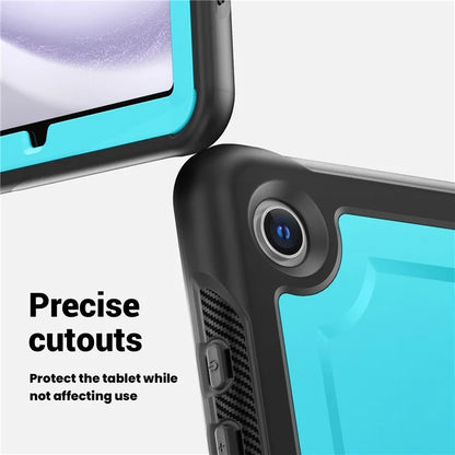 For Samsung Galaxy Tab A9+ SM-X210 / X216 / X218 Case Kickstand PC+TPU Tablet Cover with Strap, Pencil Holder