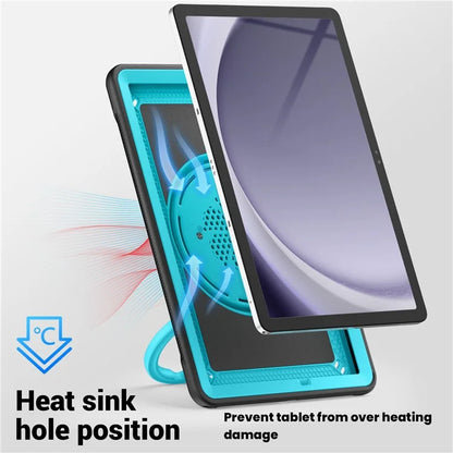 For Samsung Galaxy Tab A9+ SM-X210 / X216 / X218 Case Kickstand PC+TPU Tablet Cover with Strap, Pencil Holder