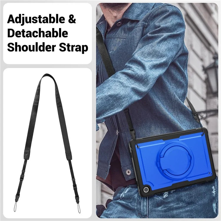 For Samsung Galaxy Tab A9+ SM-X210 / X216 / X218 Case Kickstand PC+TPU Tablet Cover with Strap, Pencil Holder