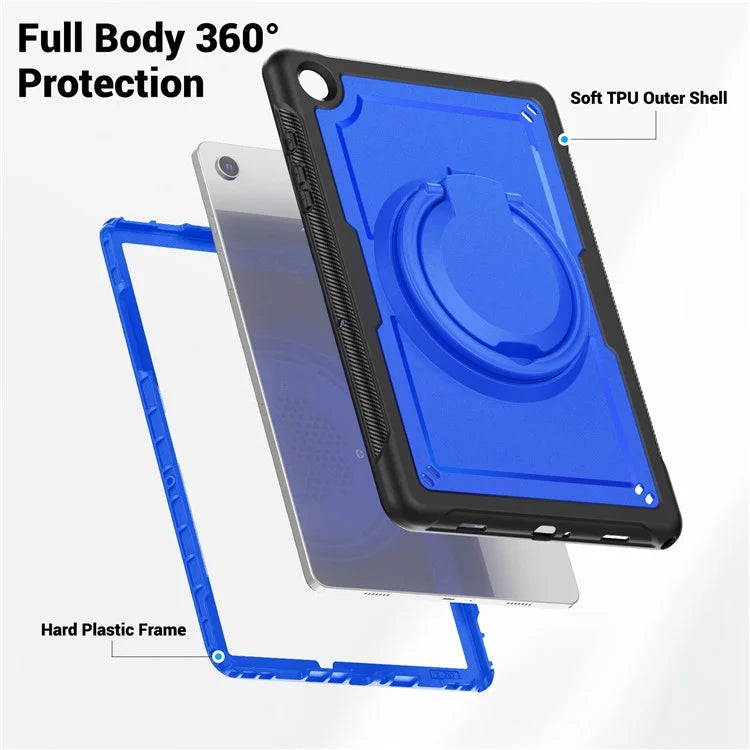 For Samsung Galaxy Tab A9+ SM-X210 / X216 / X218 Case Kickstand PC+TPU Tablet Cover with Strap, Pencil Holder