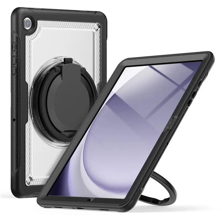 For Samsung Galaxy Tab A9+ SM-X210 / X216 / X218 Case Kickstand PC+TPU Tablet Cover with Strap, Pencil Holder