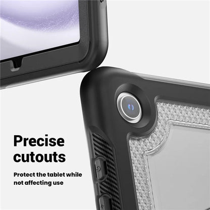 For Samsung Galaxy Tab A9+ SM-X210 / X216 / X218 Case Kickstand PC+TPU Tablet Cover with Strap, Pencil Holder