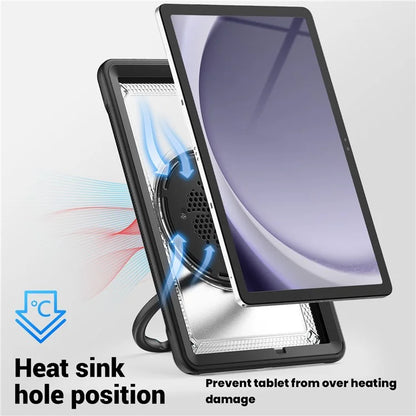 For Samsung Galaxy Tab A9+ SM-X210 / X216 / X218 Case Kickstand PC+TPU Tablet Cover with Strap, Pencil Holder