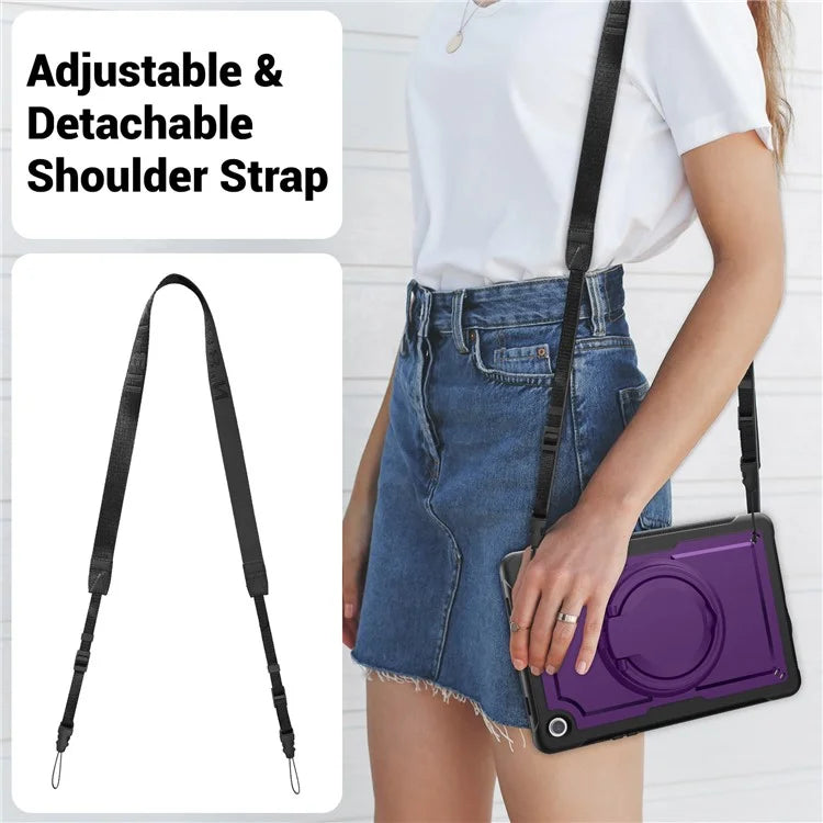 For Samsung Galaxy Tab A9+ SM-X210 / X216 / X218 Case Kickstand PC+TPU Tablet Cover with Strap, Pencil Holder