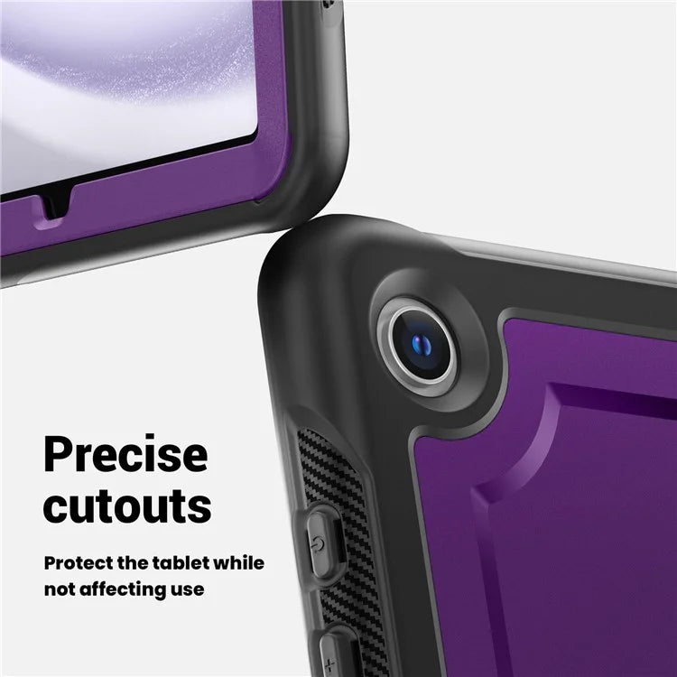 For Samsung Galaxy Tab A9+ SM-X210 / X216 / X218 Case Kickstand PC+TPU Tablet Cover with Strap, Pencil Holder