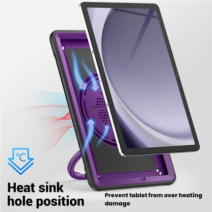 For Samsung Galaxy Tab A9+ SM-X210 / X216 / X218 Case Kickstand PC+TPU Tablet Cover with Strap, Pencil Holder