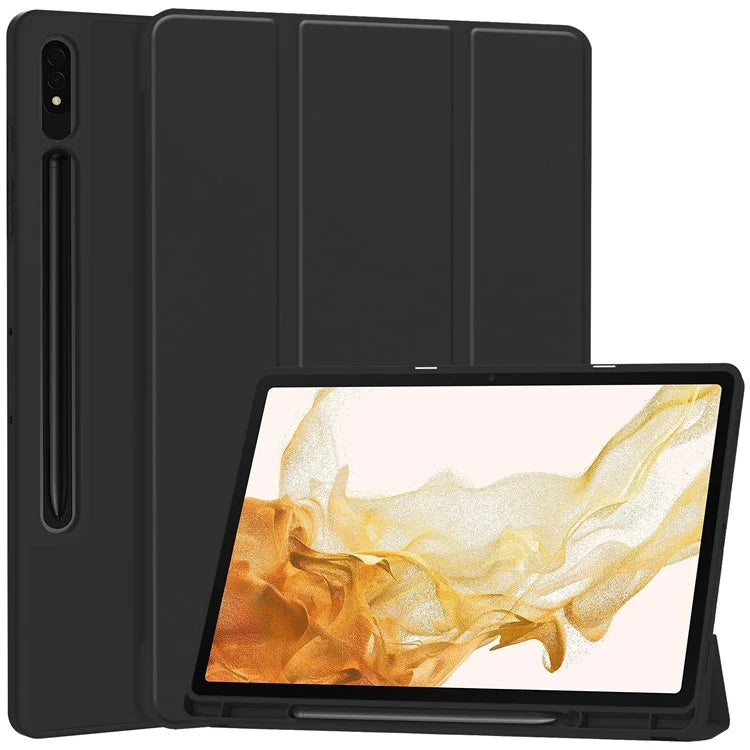 For Samsung Galaxy Tab S10+ Stand Case Shock-Absorbent Leather Tablet Cover with Pen Slot