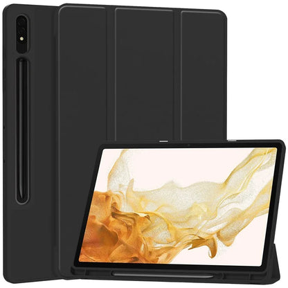 For Samsung Galaxy Tab S10+ Stand Case Shock-Absorbent Leather Tablet Cover with Pen Slot