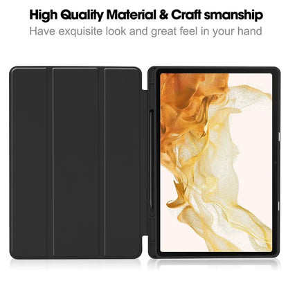 For Samsung Galaxy Tab S10+ Stand Case Shock-Absorbent Leather Tablet Cover with Pen Slot