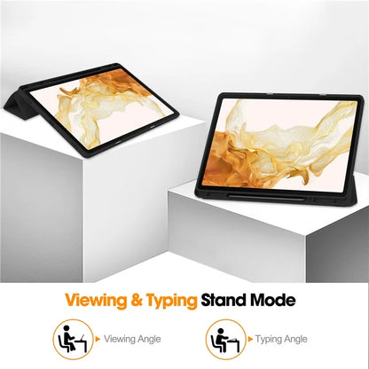 For Samsung Galaxy Tab S10+ Stand Case Shock-Absorbent Leather Tablet Cover with Pen Slot