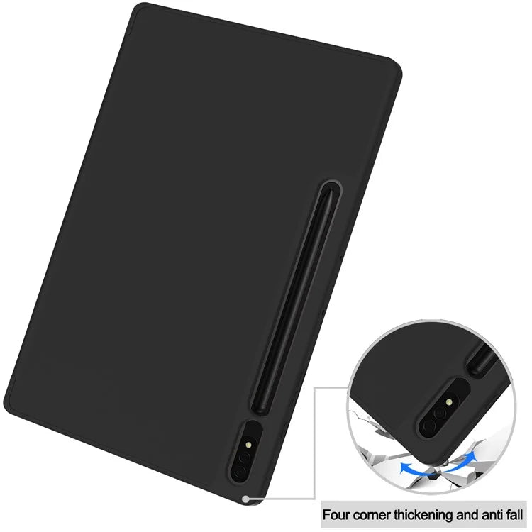 For Samsung Galaxy Tab S10+ Stand Case Shock-Absorbent Leather Tablet Cover with Pen Slot