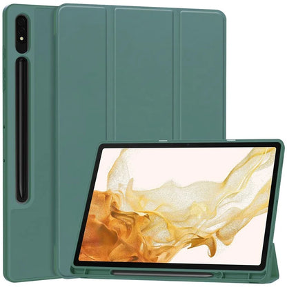 For Samsung Galaxy Tab S10+ Stand Case Shock-Absorbent Leather Tablet Cover with Pen Slot
