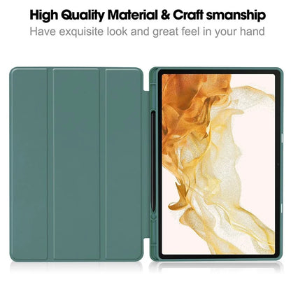 For Samsung Galaxy Tab S10+ Stand Case Shock-Absorbent Leather Tablet Cover with Pen Slot