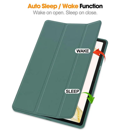 For Samsung Galaxy Tab S10+ Stand Case Shock-Absorbent Leather Tablet Cover with Pen Slot