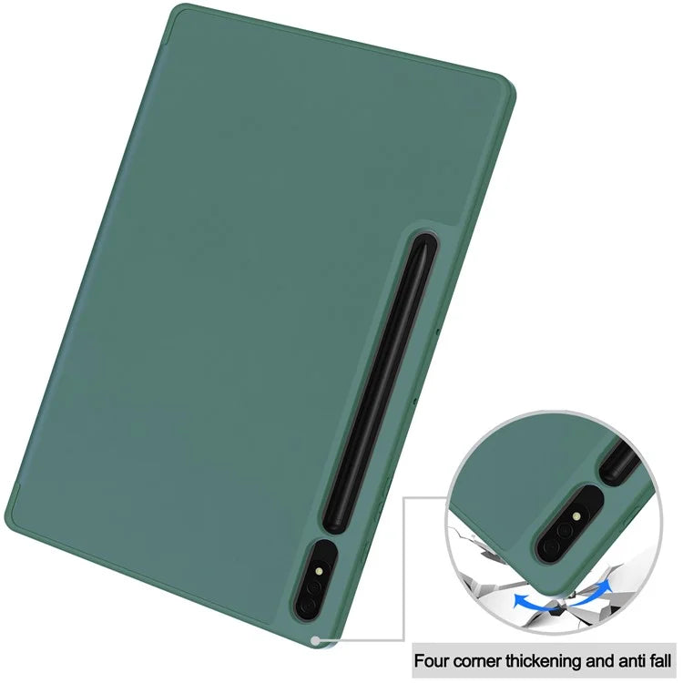 For Samsung Galaxy Tab S10+ Stand Case Shock-Absorbent Leather Tablet Cover with Pen Slot