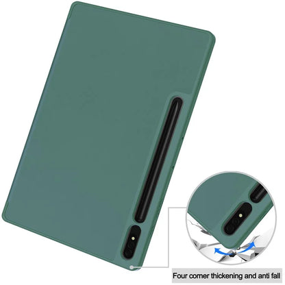 For Samsung Galaxy Tab S10+ Stand Case Shock-Absorbent Leather Tablet Cover with Pen Slot