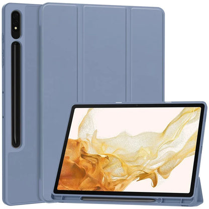 For Samsung Galaxy Tab S10+ Stand Case Shock-Absorbent Leather Tablet Cover with Pen Slot