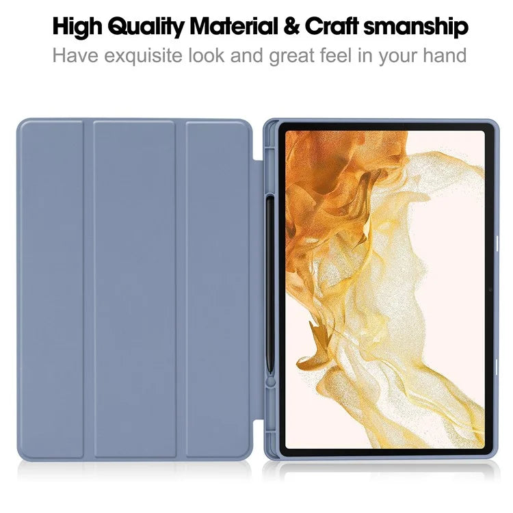 For Samsung Galaxy Tab S10+ Stand Case Shock-Absorbent Leather Tablet Cover with Pen Slot
