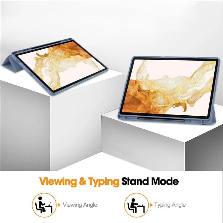 For Samsung Galaxy Tab S10+ Stand Case Shock-Absorbent Leather Tablet Cover with Pen Slot