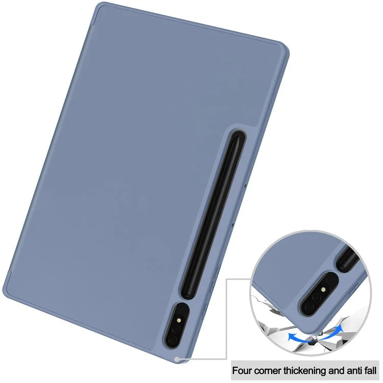 For Samsung Galaxy Tab S10+ Stand Case Shock-Absorbent Leather Tablet Cover with Pen Slot