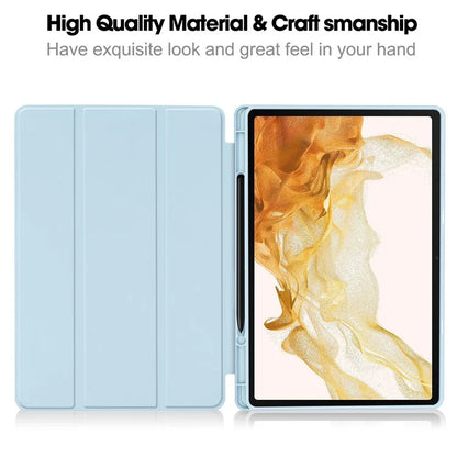 For Samsung Galaxy Tab S10+ Stand Case Shock-Absorbent Leather Tablet Cover with Pen Slot