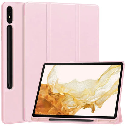 For Samsung Galaxy Tab S10+ Stand Case Shock-Absorbent Leather Tablet Cover with Pen Slot