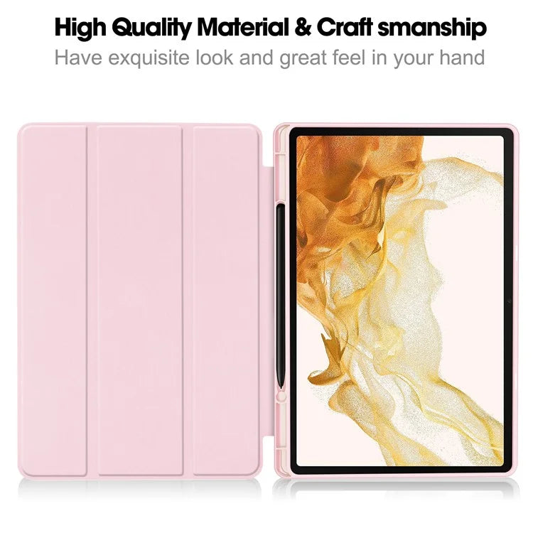 For Samsung Galaxy Tab S10+ Stand Case Shock-Absorbent Leather Tablet Cover with Pen Slot