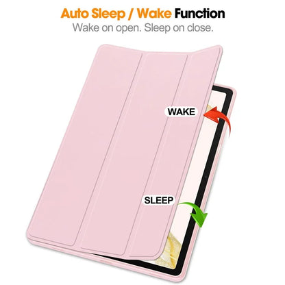 For Samsung Galaxy Tab S10+ Stand Case Shock-Absorbent Leather Tablet Cover with Pen Slot