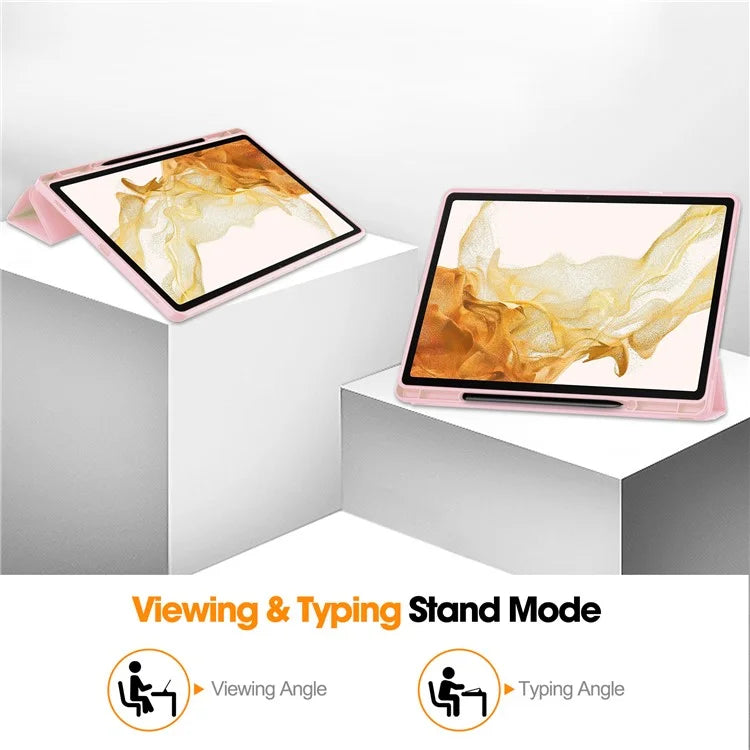 For Samsung Galaxy Tab S10+ Stand Case Shock-Absorbent Leather Tablet Cover with Pen Slot