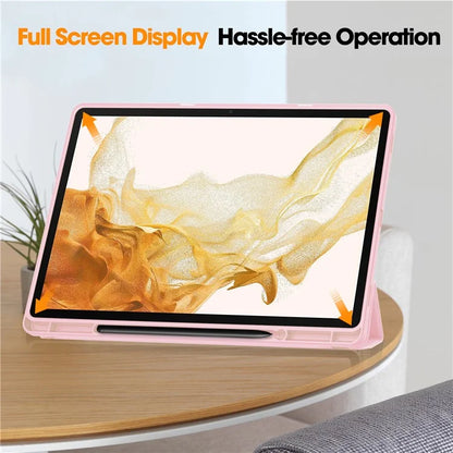 For Samsung Galaxy Tab S10+ Stand Case Shock-Absorbent Leather Tablet Cover with Pen Slot