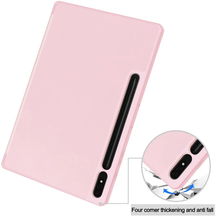 For Samsung Galaxy Tab S10+ Stand Case Shock-Absorbent Leather Tablet Cover with Pen Slot