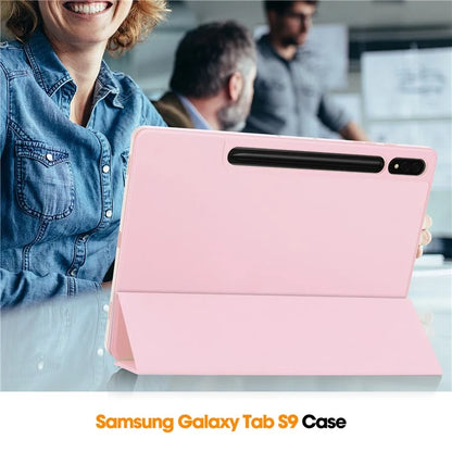 For Samsung Galaxy Tab S10+ Stand Case Shock-Absorbent Leather Tablet Cover with Pen Slot