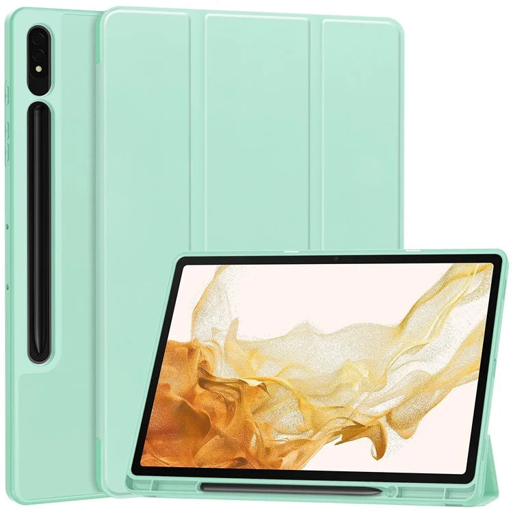 For Samsung Galaxy Tab S10+ Stand Case Shock-Absorbent Leather Tablet Cover with Pen Slot