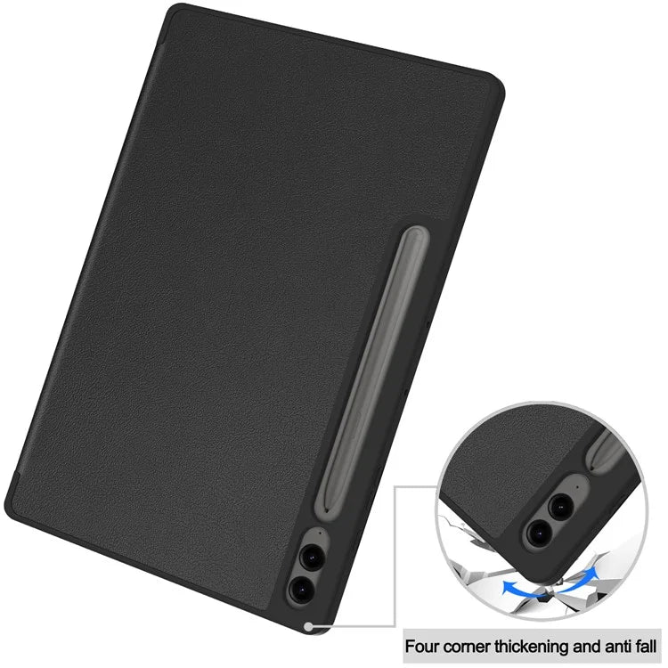 For Samsung Galaxy Tab S10+ Case PU Leather+TPU Trifold Stand Tablet Cover with Pencil Holder