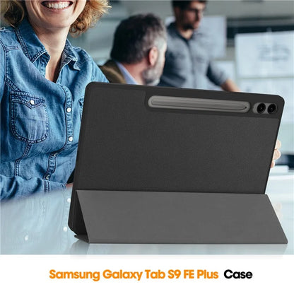 For Samsung Galaxy Tab S10+ Case PU Leather+TPU Trifold Stand Tablet Cover with Pencil Holder