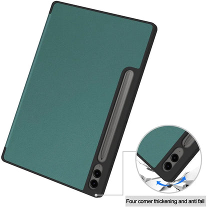 For Samsung Galaxy Tab S10+ Case PU Leather+TPU Trifold Stand Tablet Cover with Pencil Holder