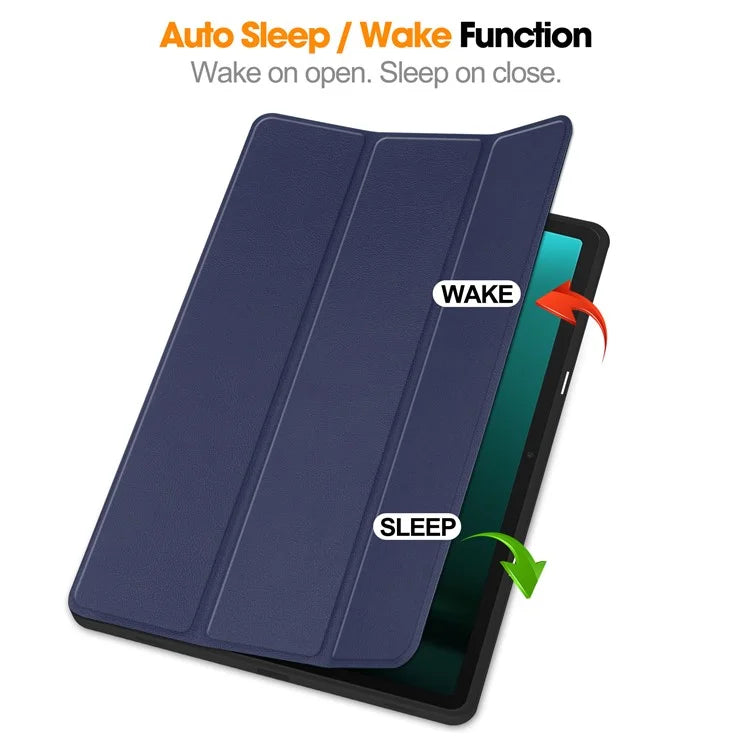 For Samsung Galaxy Tab S10+ Case PU Leather+TPU Trifold Stand Tablet Cover with Pencil Holder