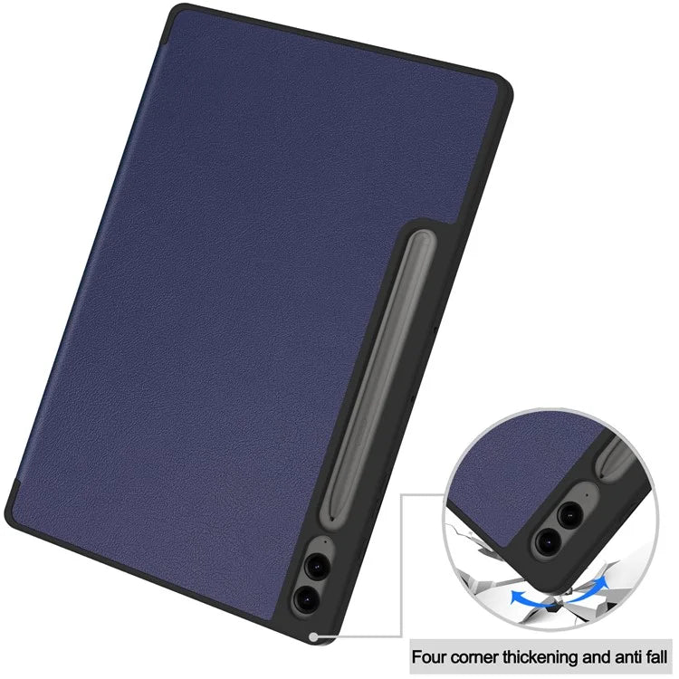 For Samsung Galaxy Tab S10+ Case PU Leather+TPU Trifold Stand Tablet Cover with Pencil Holder