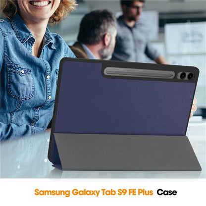 For Samsung Galaxy Tab S10+ Case PU Leather+TPU Trifold Stand Tablet Cover with Pencil Holder