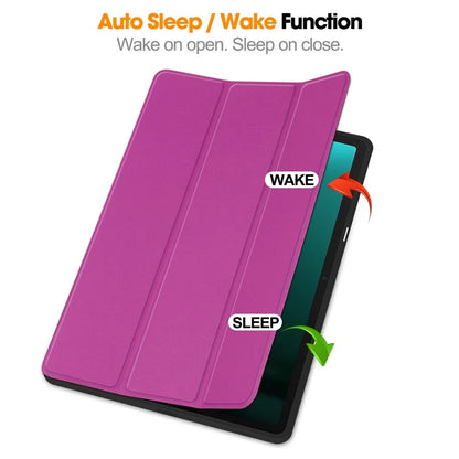 For Samsung Galaxy Tab S10+ Case PU Leather+TPU Trifold Stand Tablet Cover with Pencil Holder