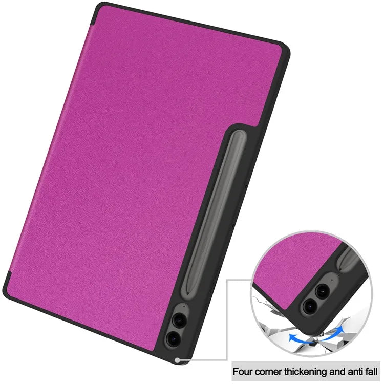 For Samsung Galaxy Tab S10+ Case PU Leather+TPU Trifold Stand Tablet Cover with Pencil Holder