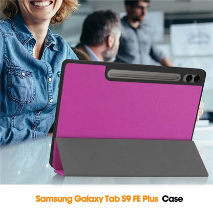 For Samsung Galaxy Tab S10+ Case PU Leather+TPU Trifold Stand Tablet Cover with Pencil Holder