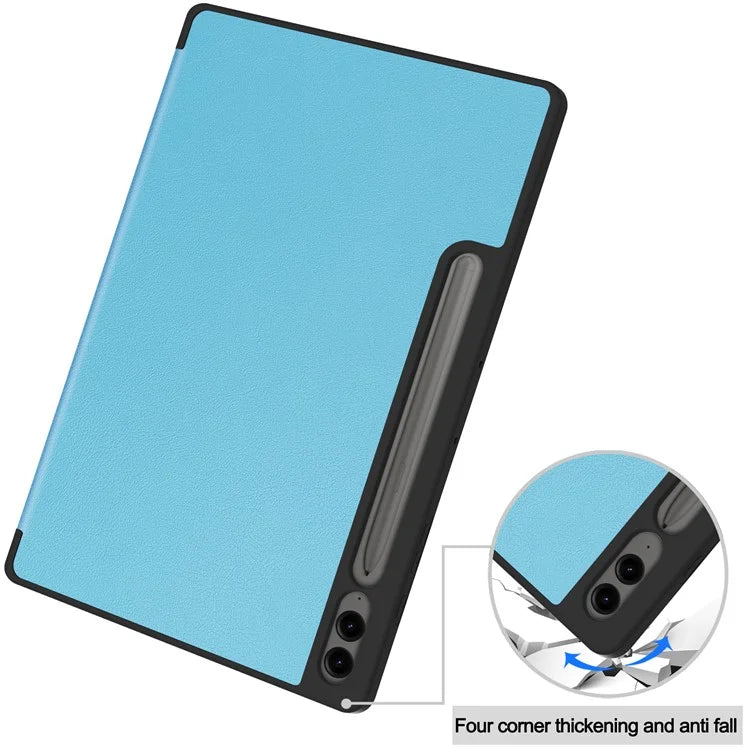 For Samsung Galaxy Tab S10+ Case PU Leather+TPU Trifold Stand Tablet Cover with Pencil Holder